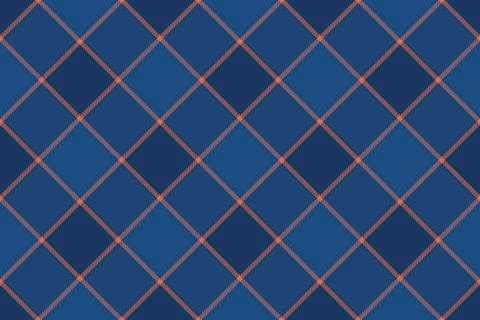 Classic plaid pattern with blue hues and orange accent lines. Use for design, Stock Illustration