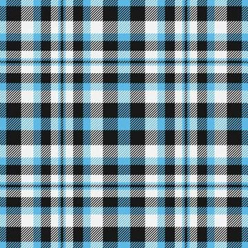 Classic plaid pattern in cool blue, white and black. Seamless textile design  스톡 일러스트