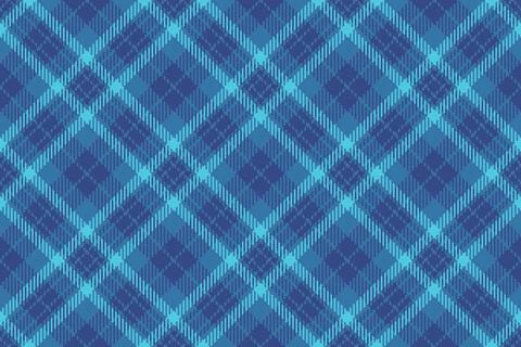 Classic plaid pattern in cool blues. Seamless fabric texture for backgrounds, Stock Illustration