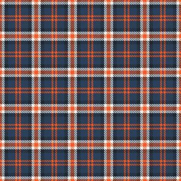 Classic plaid pattern. Elegant texture with navy, orange, and white stripes.. Stock Illustration