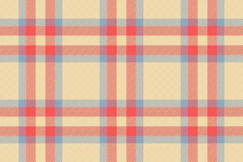 A classic plaid pattern featuring intersecting red, beige, and blue stripes o Stock Illustration