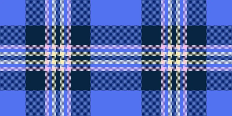 Classic plaid pattern featuring shades of blue, accented with subtle yellow   Stock Illustration
