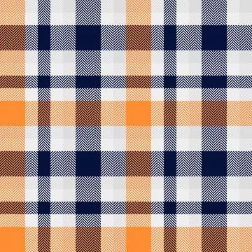 Classic plaid pattern. Herringbone texture in orange, navy,  gray. Versatile  Stock Illustration
