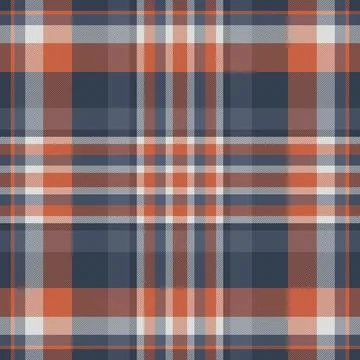 Classic plaid pattern with intersecting blue, orange, and gray lines. Represe 库存插图