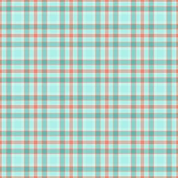 Classic plaid pattern with a light, airy feel. Soft turquoise  coral create a Stock Illustration