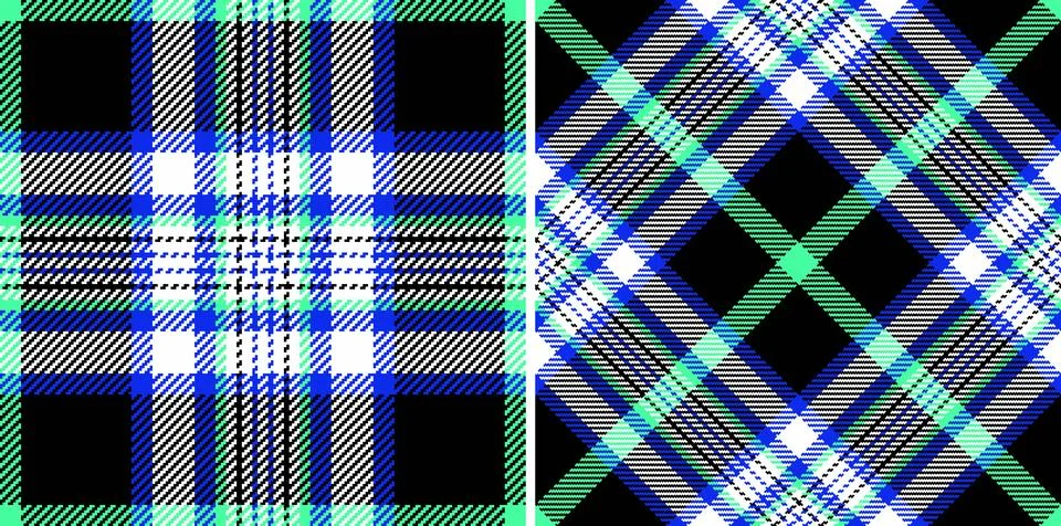 Classic plaid pattern with a modern twist. Bold black, blue, green, and whi.. Stock Illustration