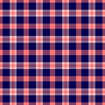 Classic plaid pattern in navy and coral hues. Seamless checkered design evoke Stock Illustration