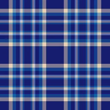 Classic plaid pattern with navy, blue, and beige hues. Timeless tartan design 스톡 일러스트