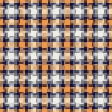 Classic plaid pattern seamlessly repeats in shades of orange, navy, and whi.. Stock Illustration