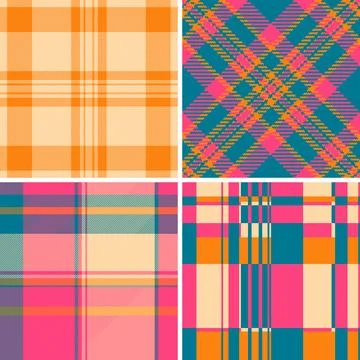 Classic plaid pattern set designed for heritage branding. Traditional tartan  库存插图