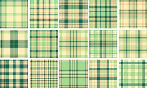 Classic plaid pattern set for presentation backgrounds. Orderly tartan grid.. Stock Illustration