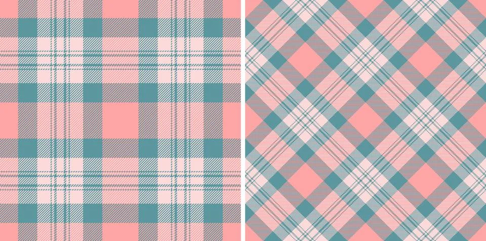 Classic plaid pattern in soft pink and teal. Perfect for backgrounds, textile Stock Illustration