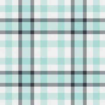 Classic plaid pattern in soft teal, gray, and white. Seamless vector design i Stock Illustration