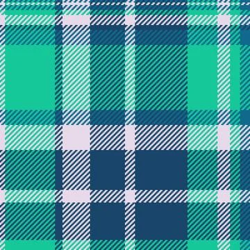 Classic plaid pattern with teal, green, and navy hues. Seamless tartan design Illustrazione stock