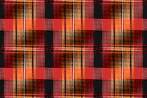 Classic plaid pattern. A timeless textile design in bold red, orange, and bla Stock Illustration