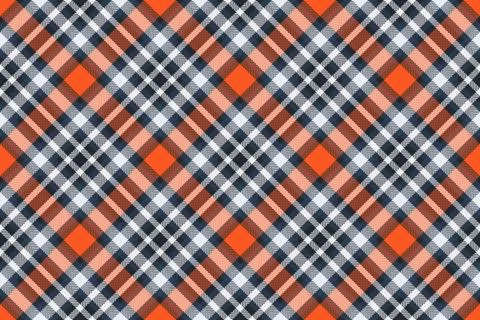 Classic plaid pattern with vibrant orange accents woven into a navy and white 스톡 일러스트