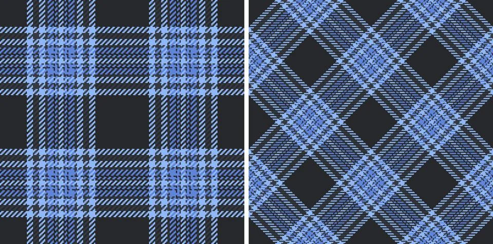 Classic plaid patterns, presented in two variations. The blue and gray tones  Stock Illustration