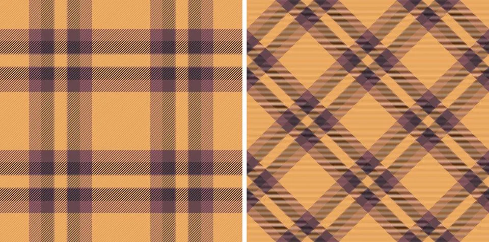 Classic plaid patterns. Two variations show traditional woven fabric. Warm, e Stock Illustration