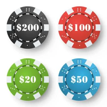 Classic Poker Chips Vector. Colored Poker Game Chips Isolated On White Illustrazione stock