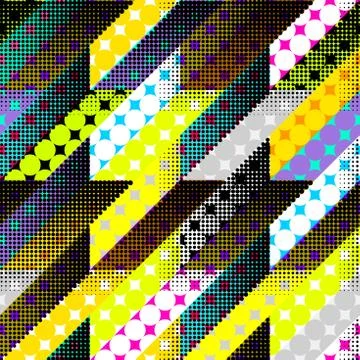 Classic polka dot pattern in a patchwork collage style. Illustrazione stock