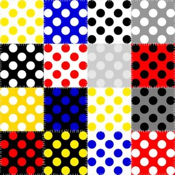 Classic polka dot pattern in a patchwork collage style. Illustrazione stock