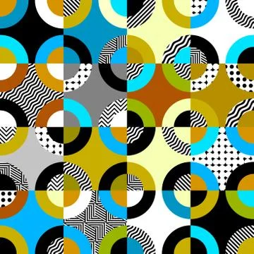 Classic polka dot pattern in a patchwork collage style. Illustrazione stock