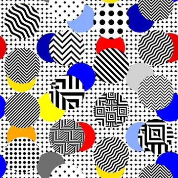 Classic polka dot pattern in a patchwork collage style. Illustrazione stock