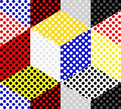 Classic polka dot pattern in a patchwork collage style. Stock Illustration