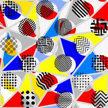 Classic polka dot pattern in a patchwork collage style. Illustrazione stock