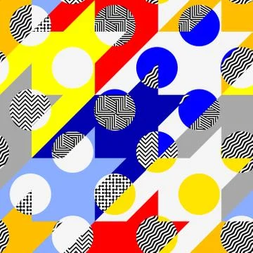 Classic polka dot pattern in a patchwork collage style. Illustrazione stock