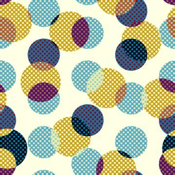 Classic polka dot pattern in a patchwork collage style. イラスト素材