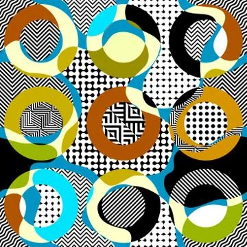 Classic polka dot pattern in a patchwork collage style. イラスト素材