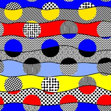 Classic polka dot pattern in a patchwork collage style. Illustrazione stock