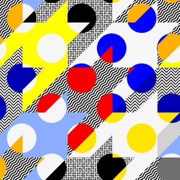 Classic polka dot pattern in a patchwork collage style. 库存插图