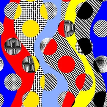 Classic polka dot pattern in a patchwork collage style. Illustrazione stock