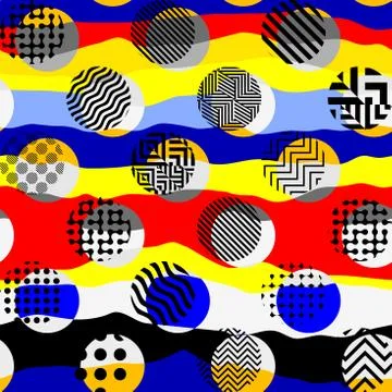 Classic polka dot pattern in a patchwork collage style. Illustrazione stock