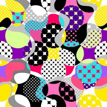 Classic polka dot pattern in a patchwork collage style. イラスト素材