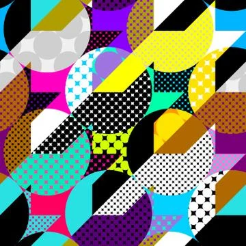Classic polka dot pattern in a patchwork collage style. イラスト素材