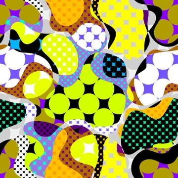 Classic polka dot pattern in a patchwork collage style. Illustrazione stock