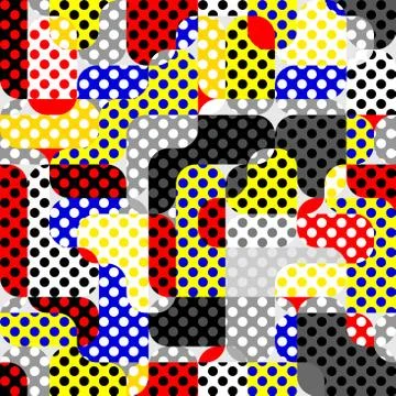 Classic polka dot pattern in a patchwork collage style. Illustrazione stock