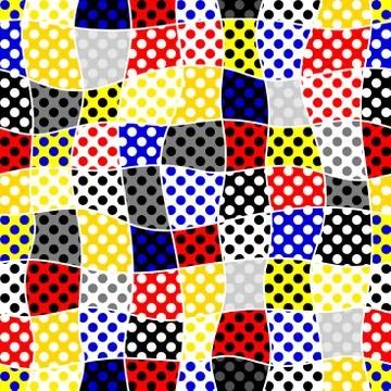 Classic polka dot pattern in a patchwork collage style. Illustrazione stock