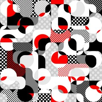 Classic polka dot pattern in a patchwork collage style. イラスト素材