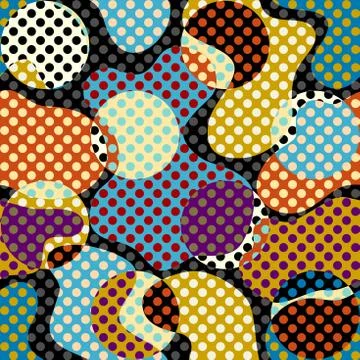 Classic polka dot pattern in a patchwork collage style. イラスト素材
