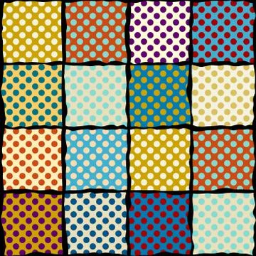 Classic polka dot pattern in a patchwork collage style. Stockillustratie
