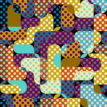Classic polka dot pattern in a patchwork collage style. イラスト素材