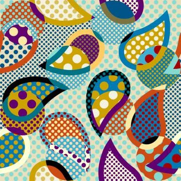 Classic polka dot pattern in a patchwork collage style. Illustrazione stock