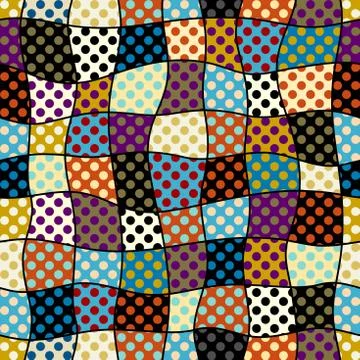 Classic polka dot pattern in a patchwork collage style. Stockillustratie