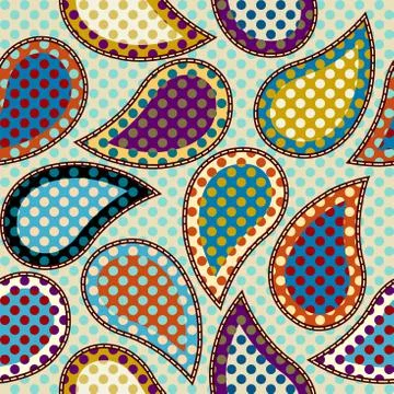 Classic polka dot pattern in a patchwork collage style. 库存插图