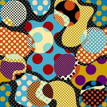 Classic polka dot pattern in a patchwork collage style. 库存插图