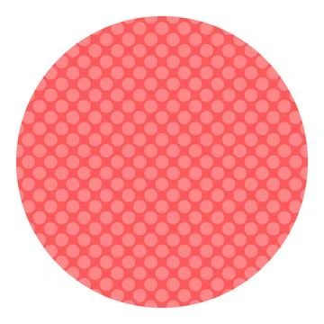 Classic polka dot pattern round red coral badge vector art Ilustração Stock